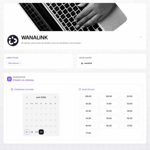 Wanalink liens de rendez-vous et calendrier intelligent
